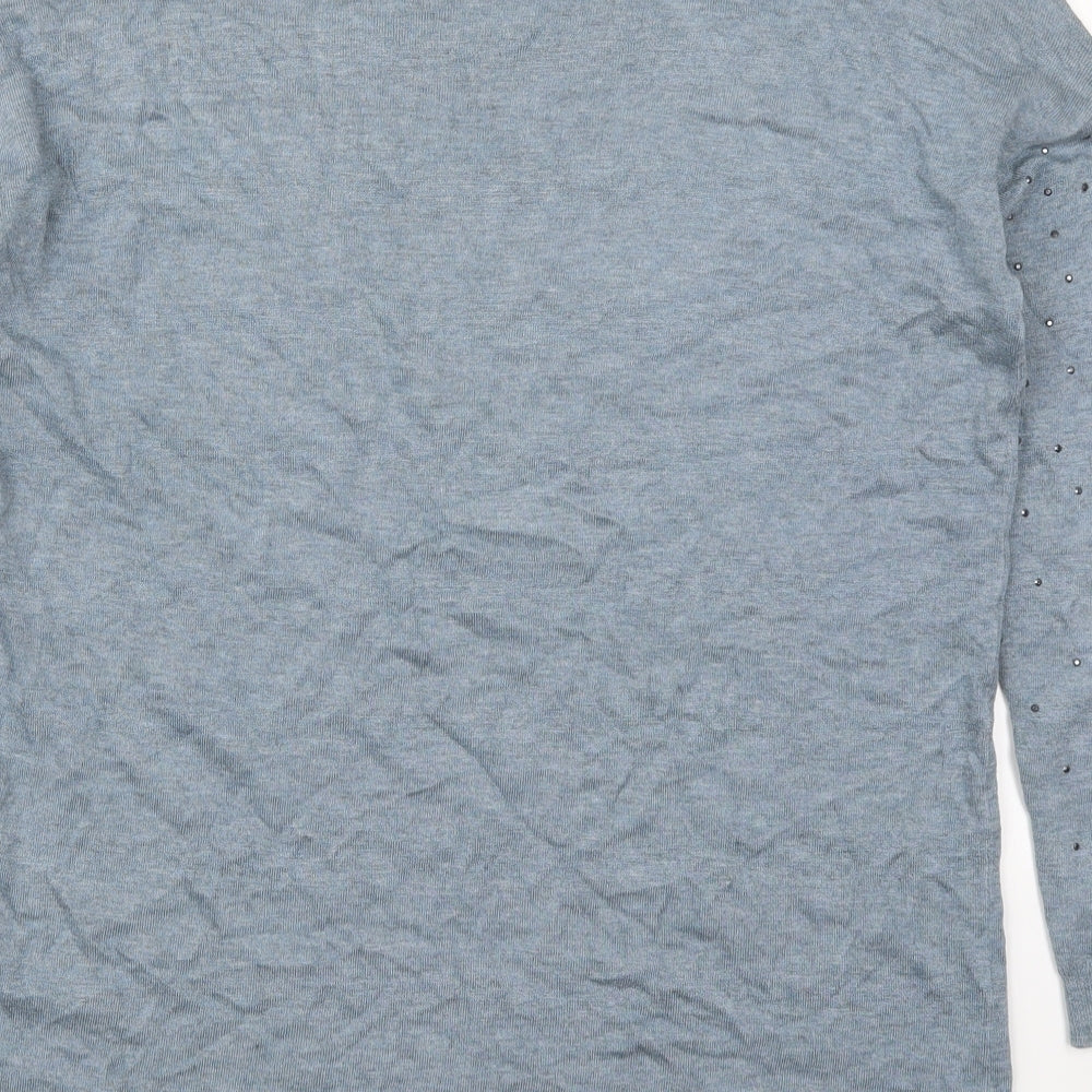 Atmosphere Womens Blue Round Neck  Viscose Pullover Jumper Size 10