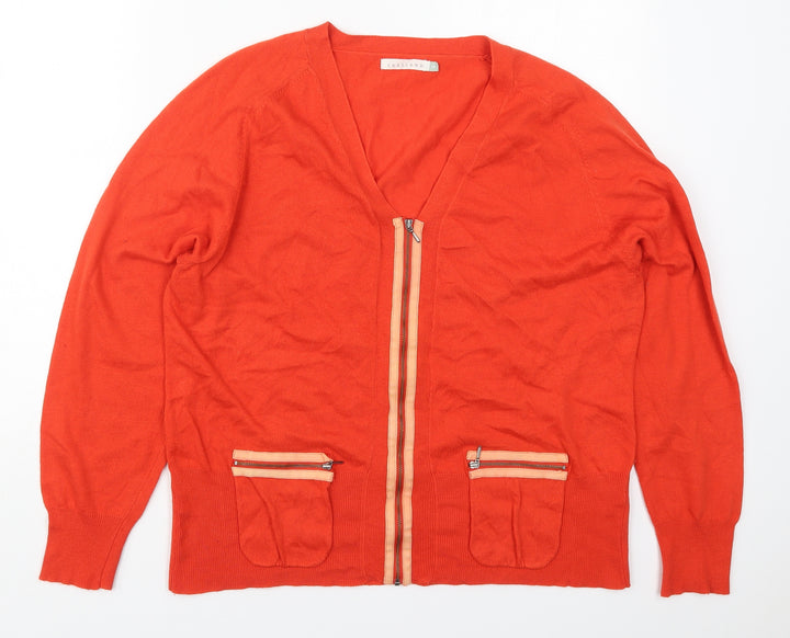 Lakeland Womens Red V-Neck Polyester Full Zip Jumper Size 18