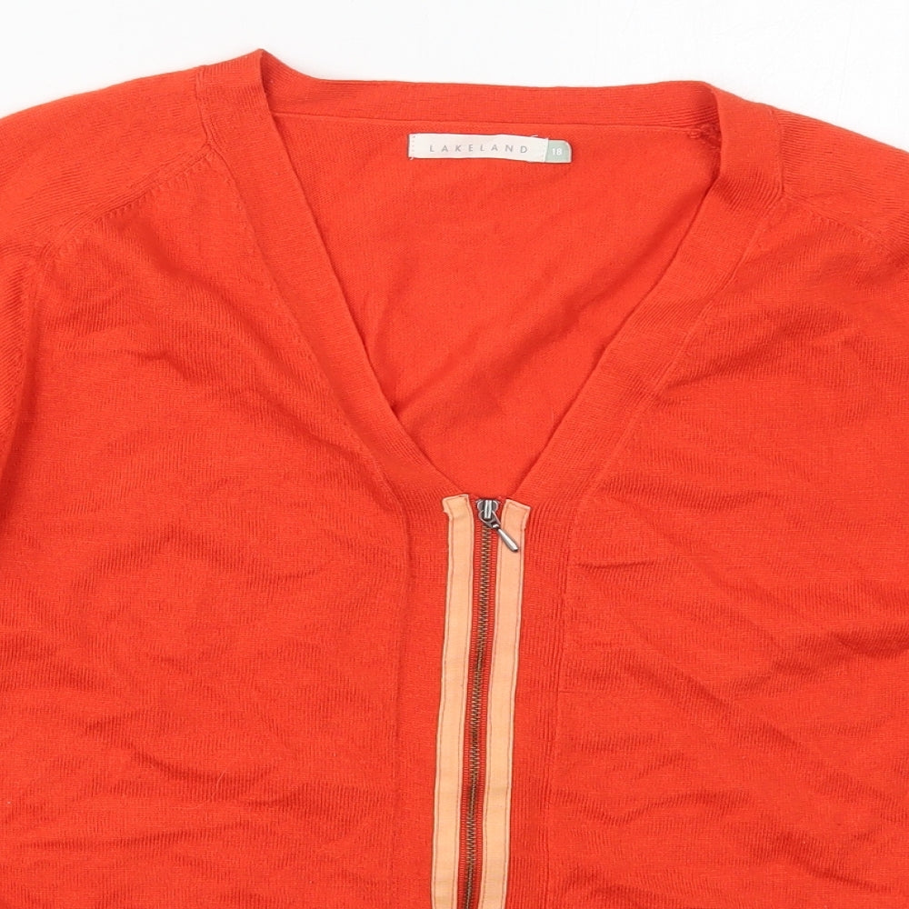 Lakeland Womens Red V-Neck  Polyester Full Zip Jumper Size 18