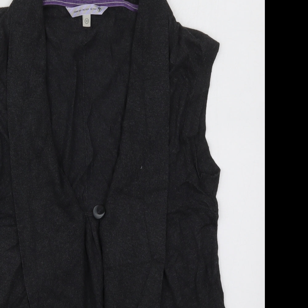 Fat Face Womens Grey V-Neck  Cotton Cardigan Jumper Size 12