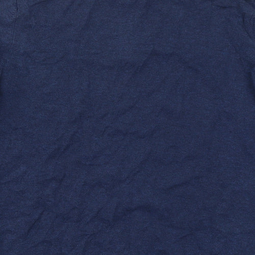 Marks and Spencer Mens Blue Collared Herringbone Cotton Pullover Jumper Size M