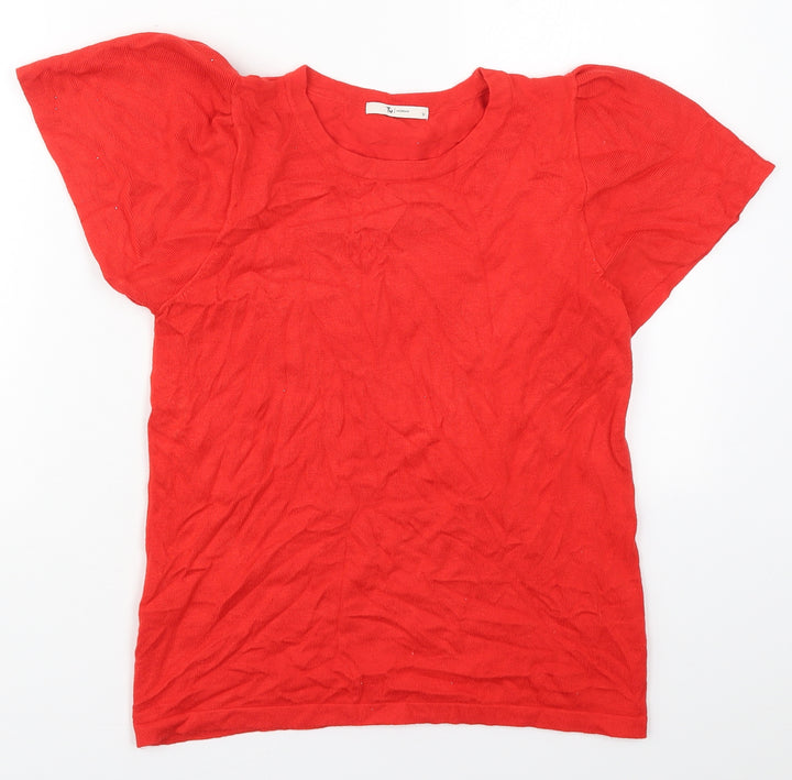 TU Womens Red Round Neck Viscose Pullover Jumper Size 12