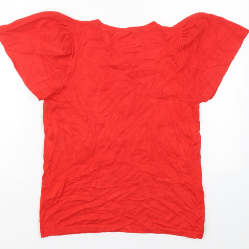 TU Womens Red Round Neck  Viscose Pullover Jumper Size 12