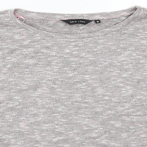 New Look Womens Pink  Polyester Basic T-Shirt Size 10 Round Neck