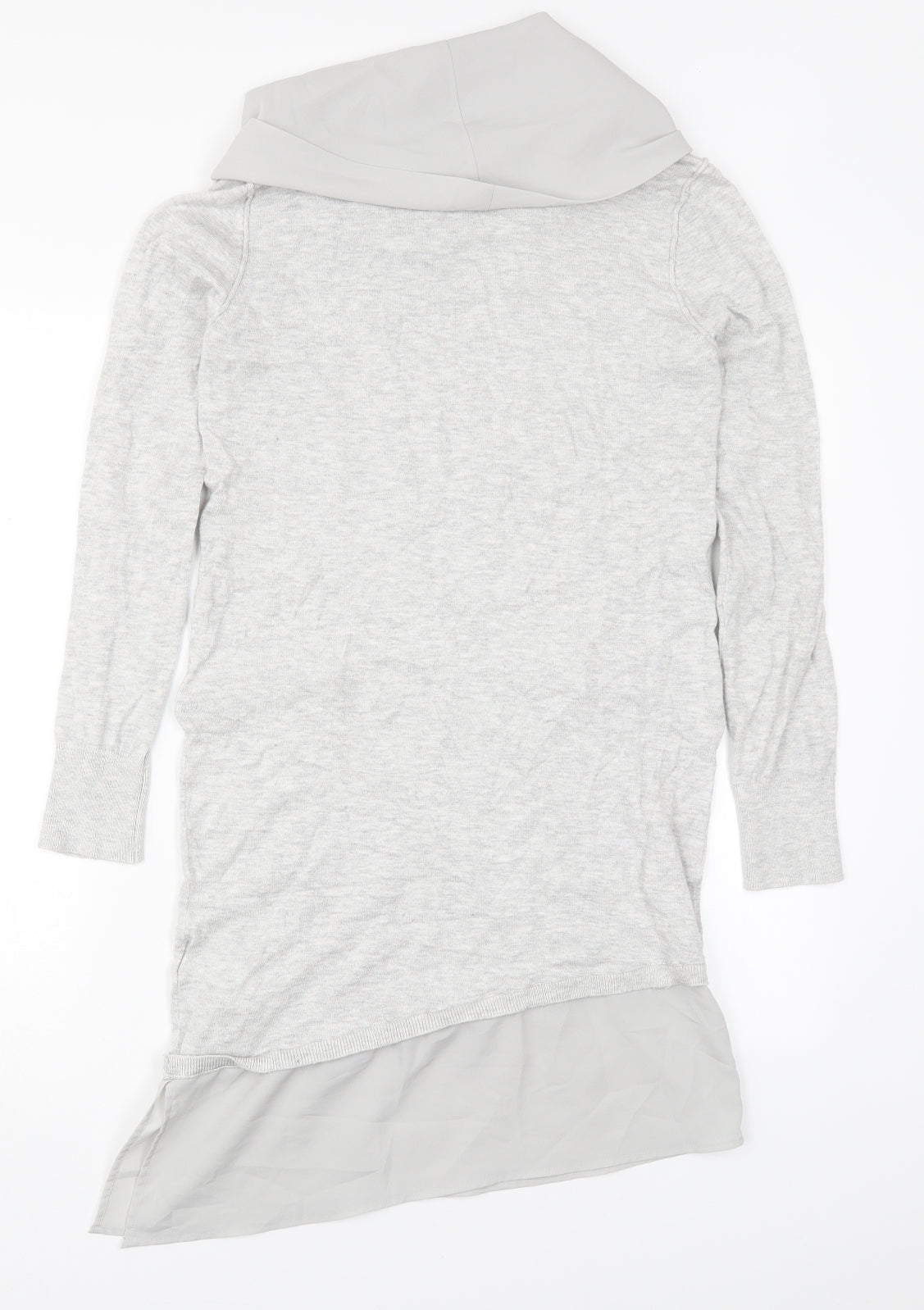 John Rocha Womens Grey  Viscose Jumper Dress  Size 10  Cowl Neck Pullover