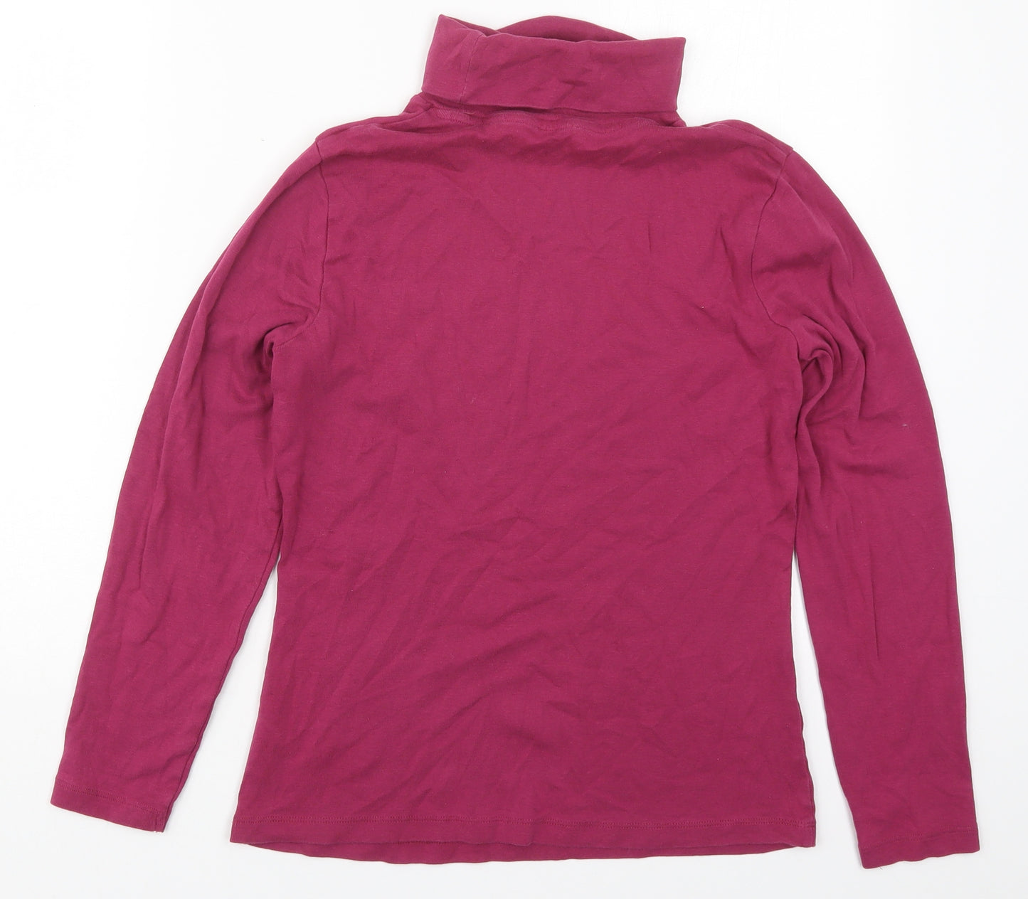 M&Co Womens Pink  Cotton Basic T-Shirt Size 14 Roll Neck