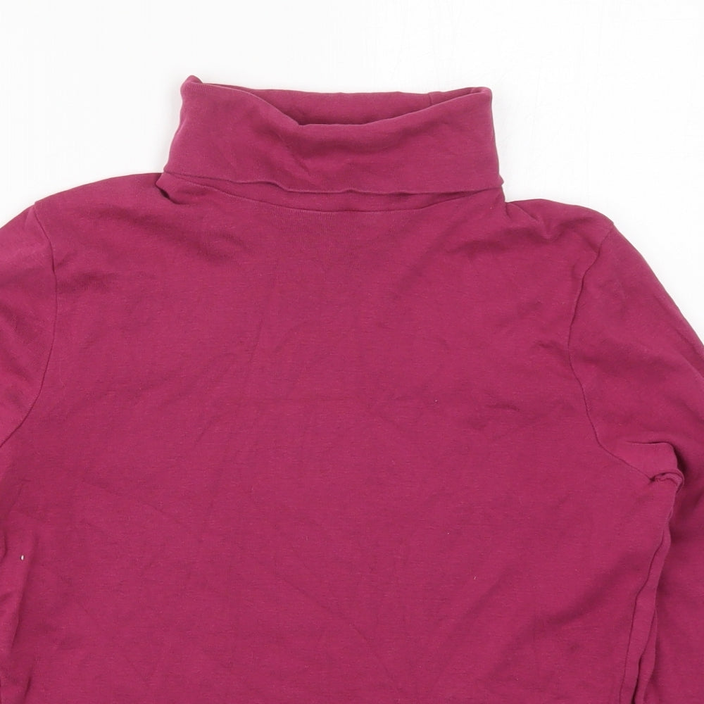 M&Co Womens Pink  Cotton Basic T-Shirt Size 14 Roll Neck
