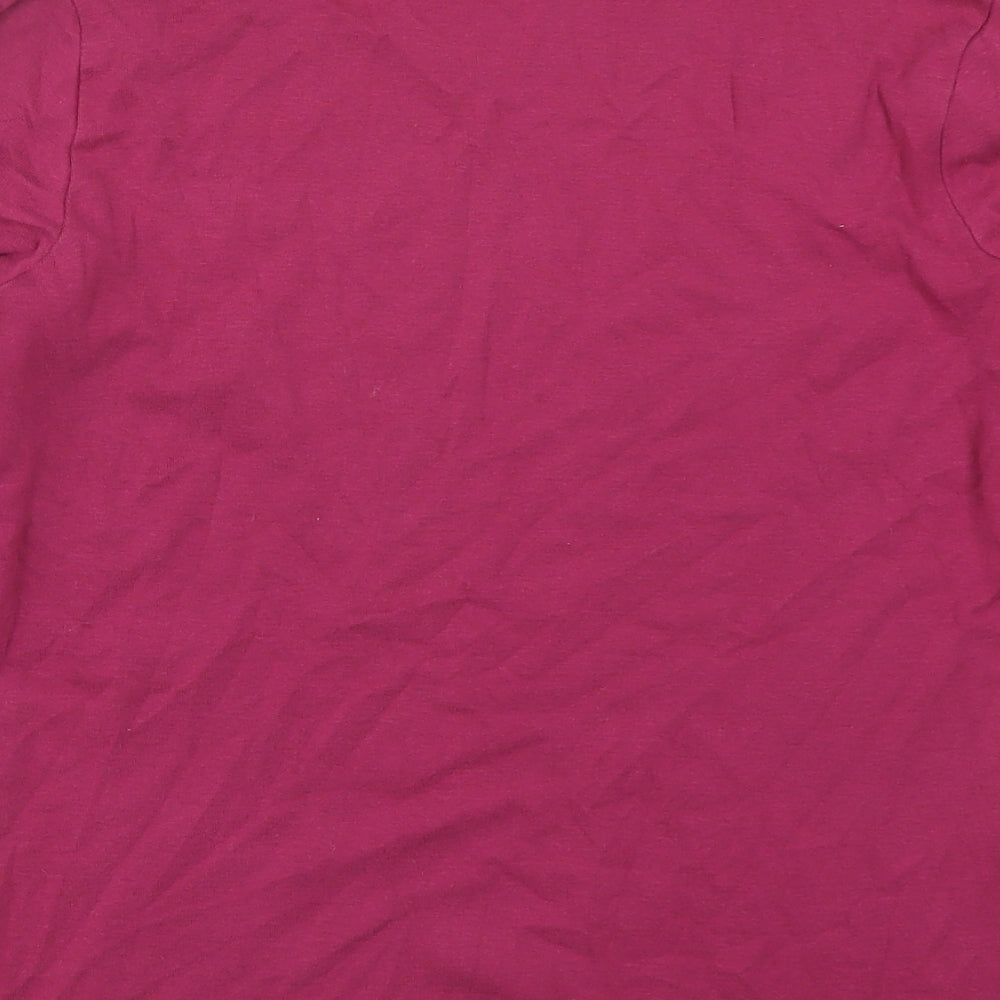 M&Co Womens Pink  Cotton Basic T-Shirt Size 14 Roll Neck