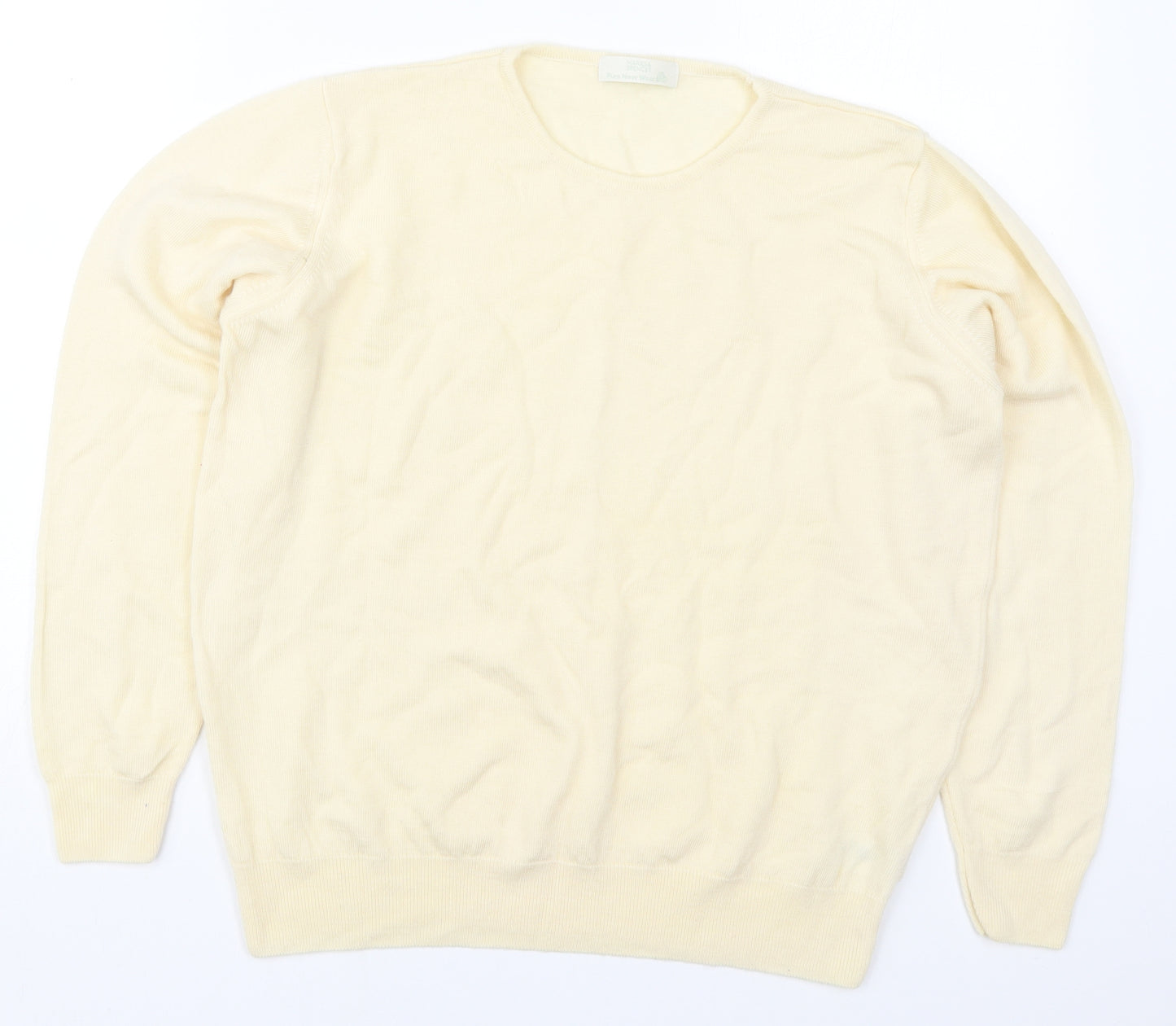 Marks and Spencer Womens Beige Round Neck  Wool Pullover Jumper Size 14