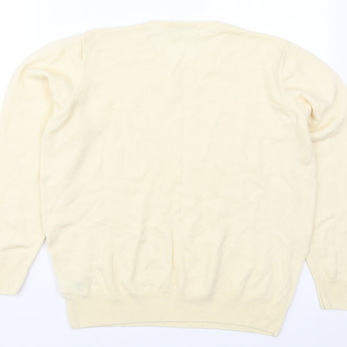 Marks and Spencer Womens Beige Round Neck  Wool Pullover Jumper Size 14
