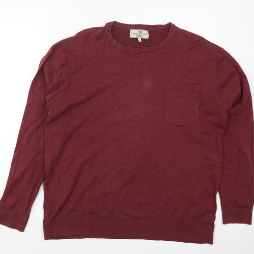 NEXT Mens Red Round Neck  Cotton Pullover Jumper Size 2XL