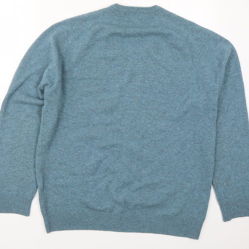 Marks and Spencer Mens Blue V-Neck  Wool Pullover Jumper Size L