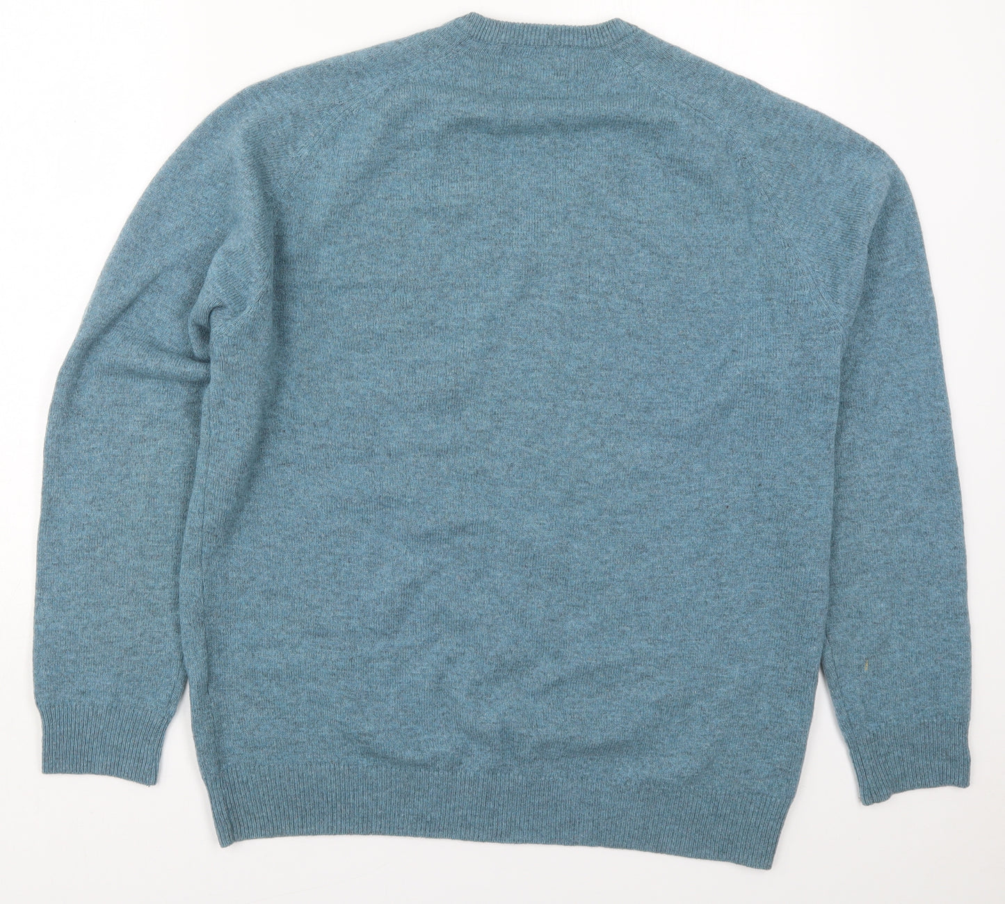 Marks and Spencer Mens Blue V-Neck  Wool Pullover Jumper Size L