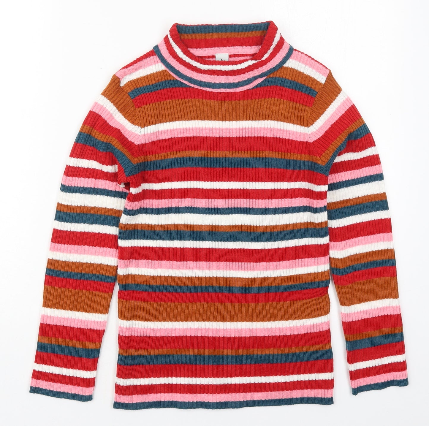 TU Girls Multicoloured Roll Neck Striped Acrylic Pullover Jumper Size 8 Years  Pullover