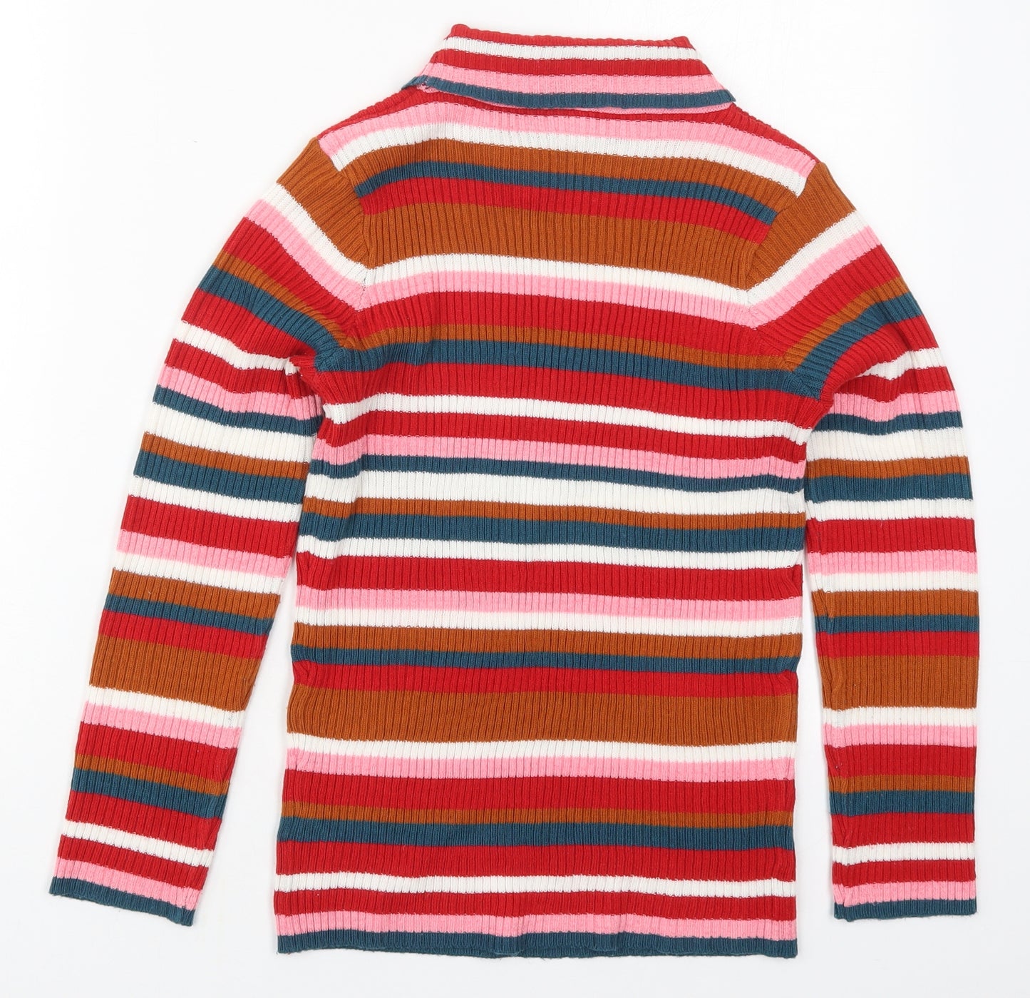 TU Girls Multicoloured Roll Neck Striped Acrylic Pullover Jumper Size 8 Years  Pullover