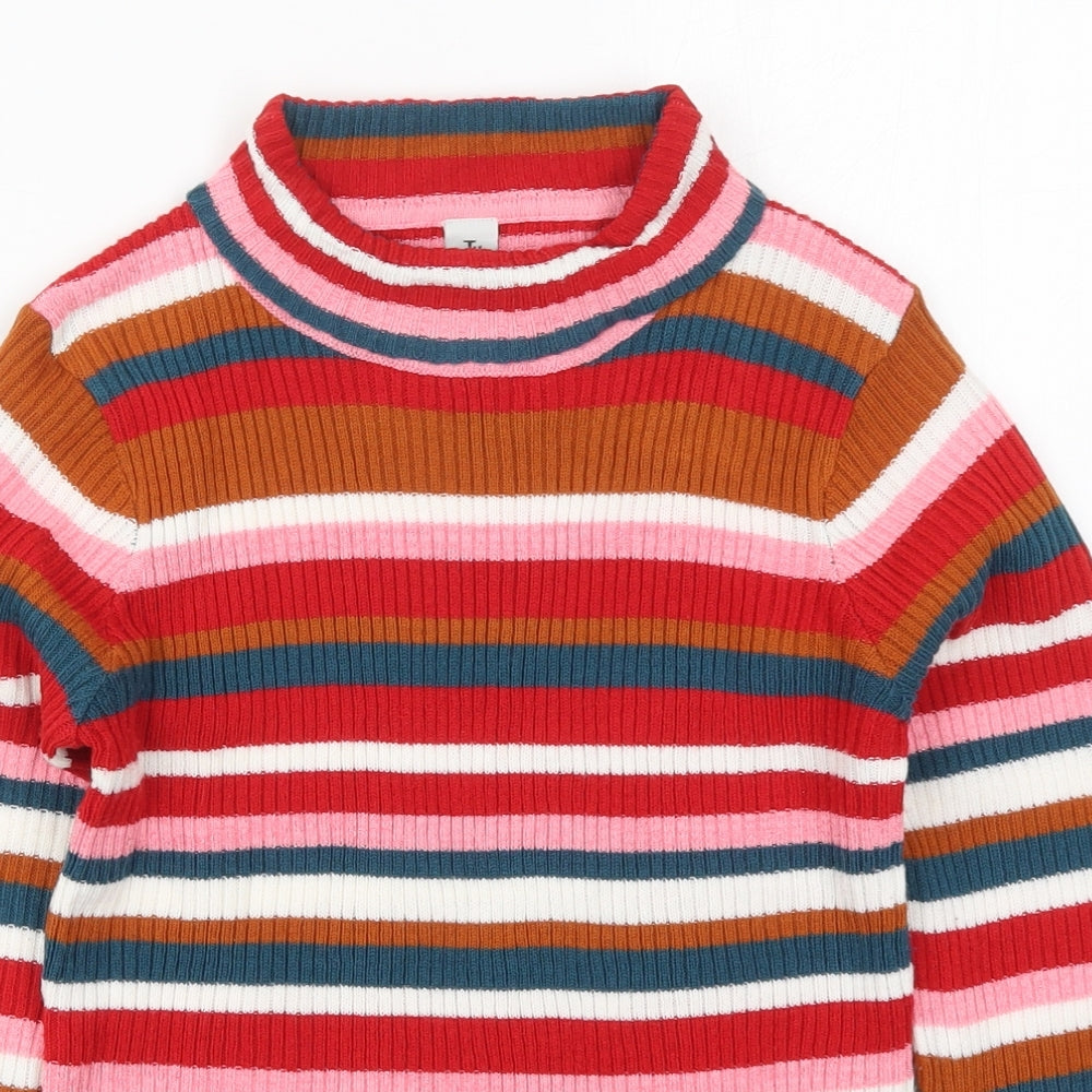 TU Girls Multicoloured Roll Neck Striped Acrylic Pullover Jumper Size 8 Years  Pullover