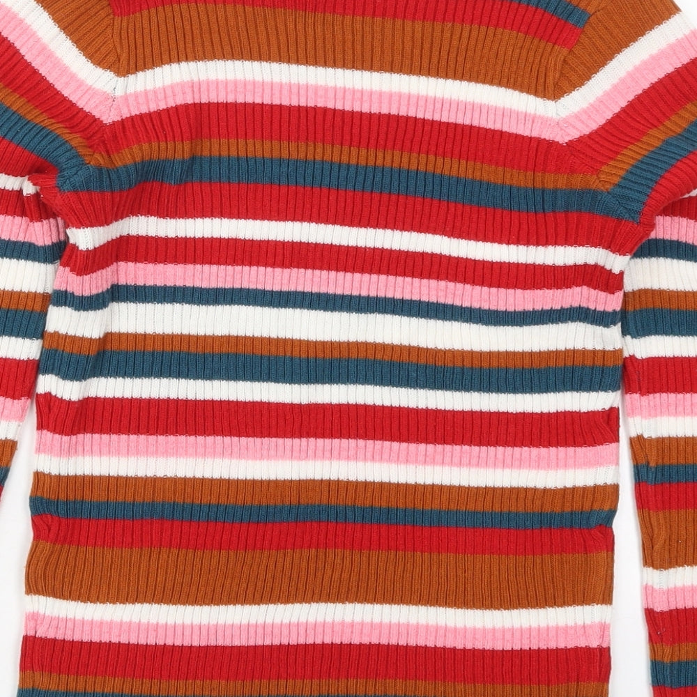 TU Girls Multicoloured Roll Neck Striped Acrylic Pullover Jumper Size 8 Years  Pullover