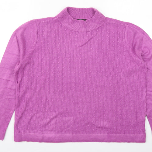 Bonmarché Womens Purple Mock Neck  Acrylic Pullover Jumper Size L