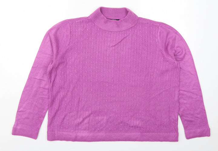 Bonmarché Womens Purple Mock Neck  Acrylic Pullover Jumper Size L