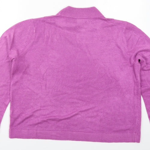 Bonmarché Womens Purple Mock Neck  Acrylic Pullover Jumper Size L