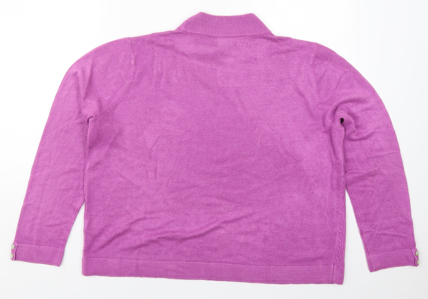 Bonmarché Womens Purple Mock Neck  Acrylic Pullover Jumper Size L