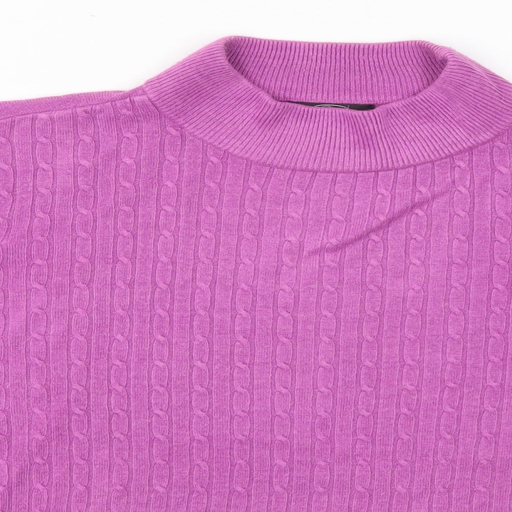 Bonmarché Womens Purple Mock Neck  Acrylic Pullover Jumper Size L