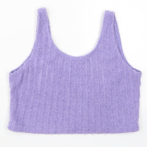 SheIn Womens Purple  Polyester Cropped Tank Size L Scoop Neck