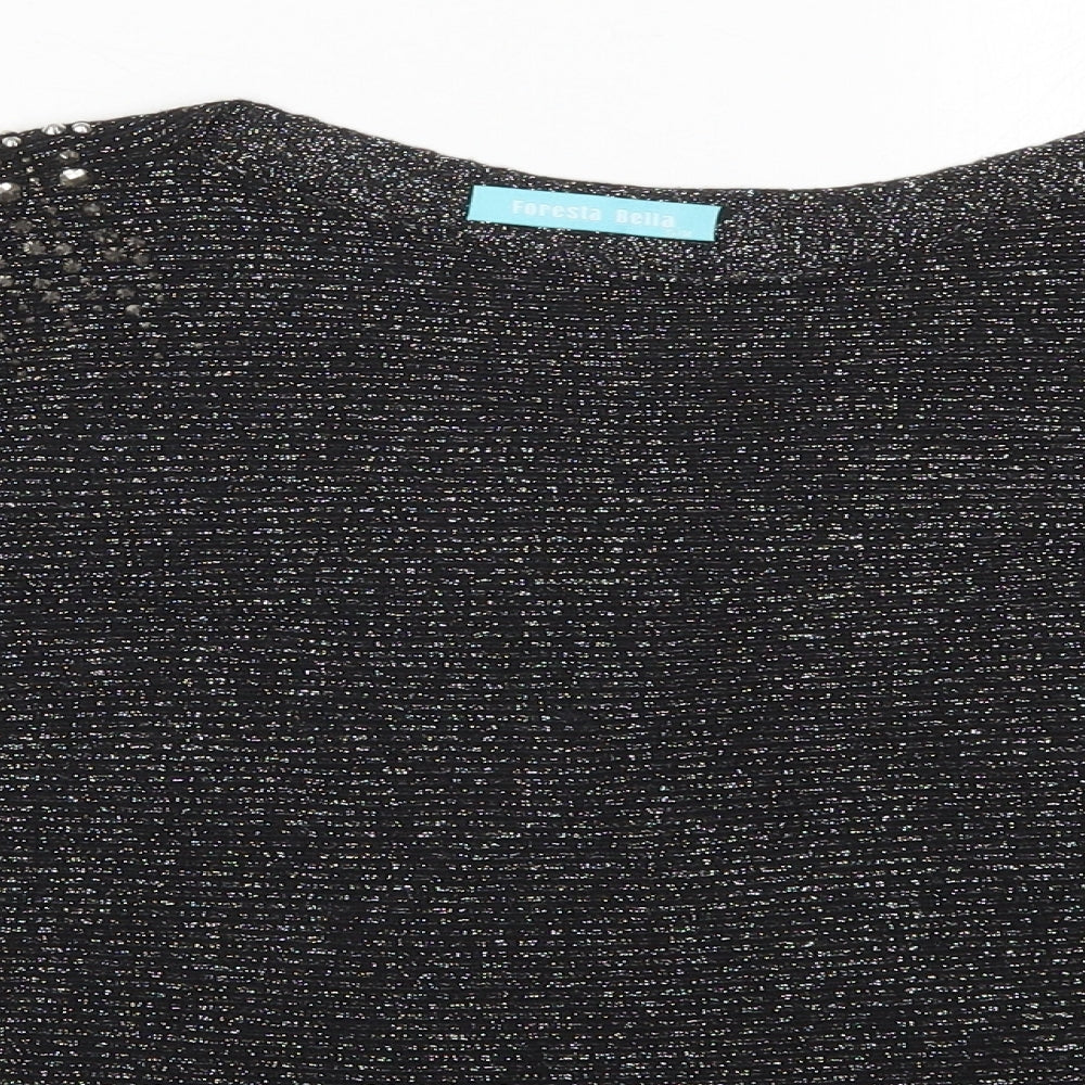 Foresta Bella Womens Black Round Neck  Viscose Pullover Jumper Size S