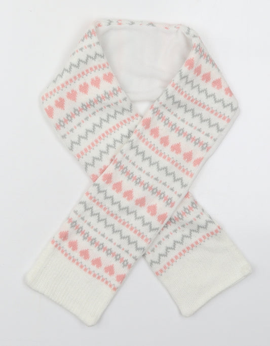 Primark Girls White Geometric Acrylic Rectangle Scarf Scarves & Wraps One Size  - Pink Hearts