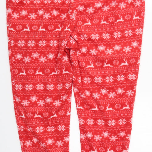 Studio Womens Red Geometric Polyester Trousers  Size 16 L27 in Regular Drawstring - Pyjama Pants