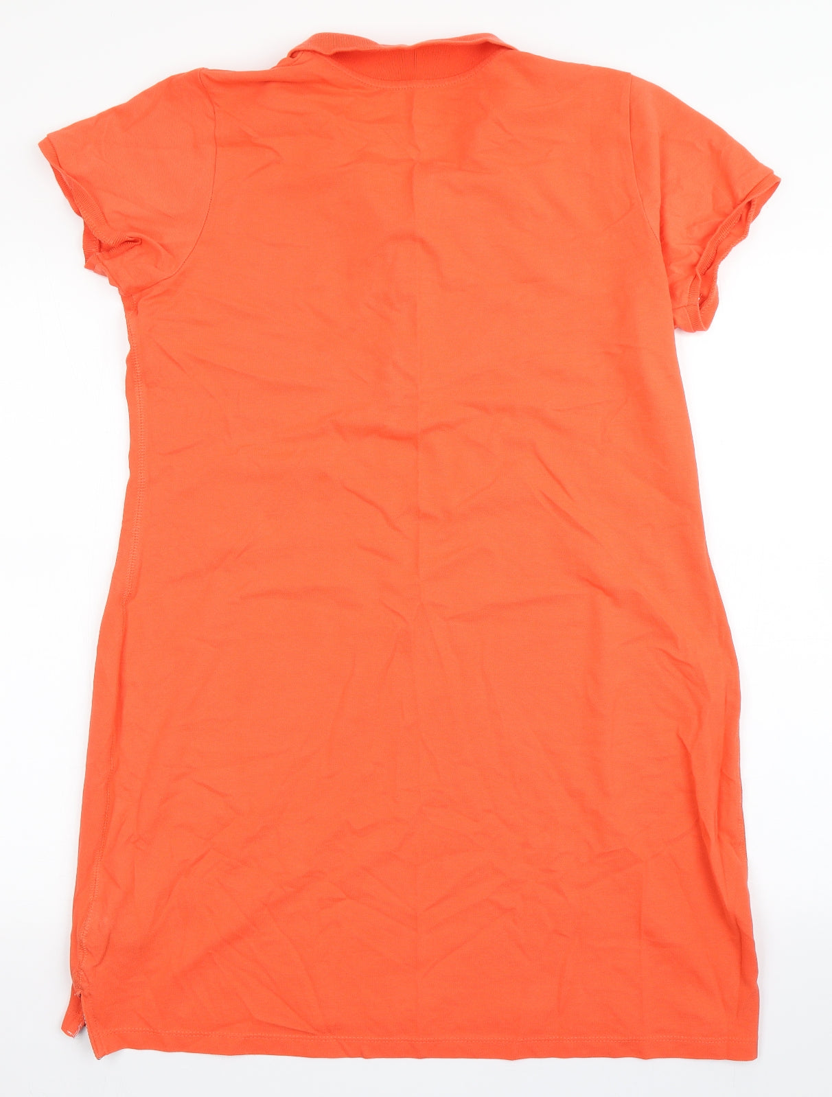 H&M Womens Orange  Cotton T-Shirt Dress  Size L  Collared Button