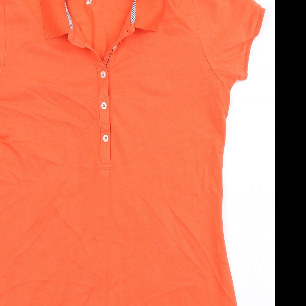 H&M Womens Orange  Cotton T-Shirt Dress  Size L  Collared Button