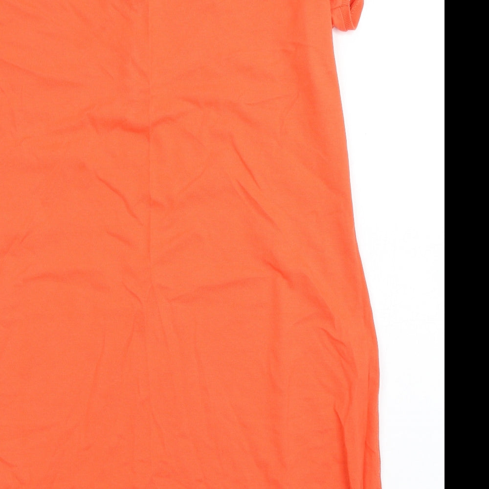 H&M Womens Orange  Cotton T-Shirt Dress  Size L  Collared Button