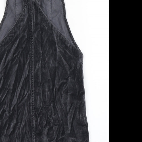 Primark Womens Grey  100% Cotton Dungaree One-Piece Size 4  Buckle