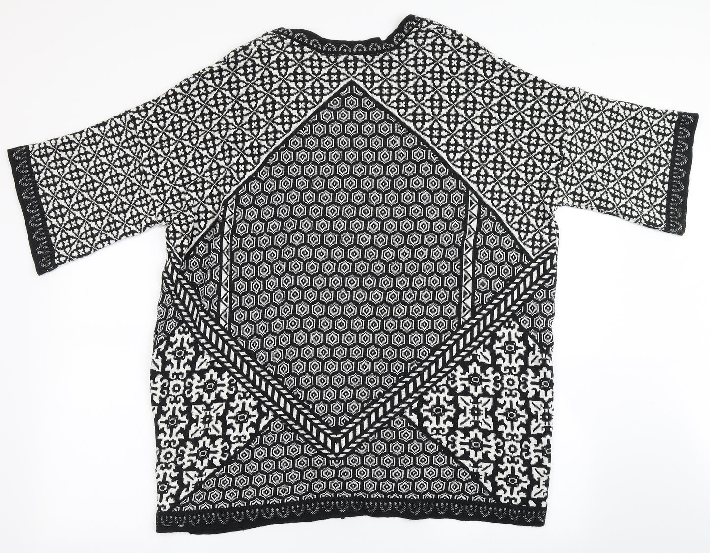 Atmosphere Womens Black V-Neck Geometric Cotton Cardigan Jumper Size M