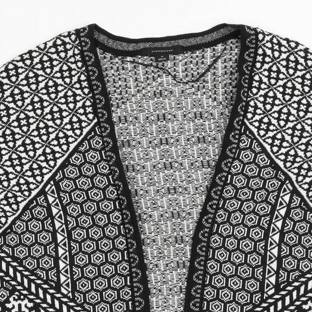 Atmosphere Womens Black V-Neck Geometric Cotton Cardigan Jumper Size M