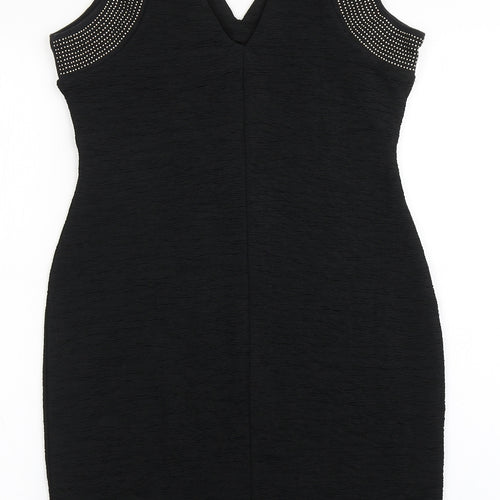H&M Womens Black  Polyester Bodycon  Size S  V-Neck Pullover