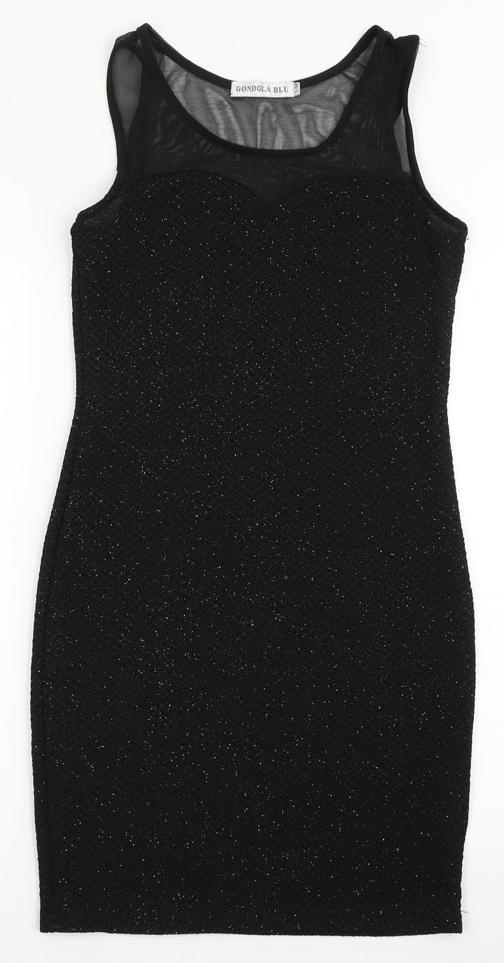 Gondola Blu Womens Black  Polyester Bodycon  Size S  Round Neck Pullover