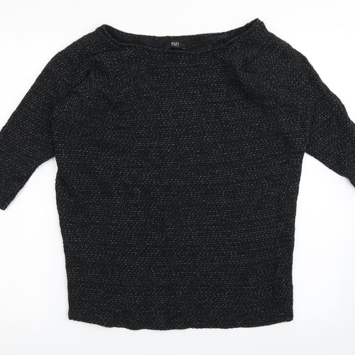 F&F Womens Black Round Neck  Cotton Pullover Jumper Size 10