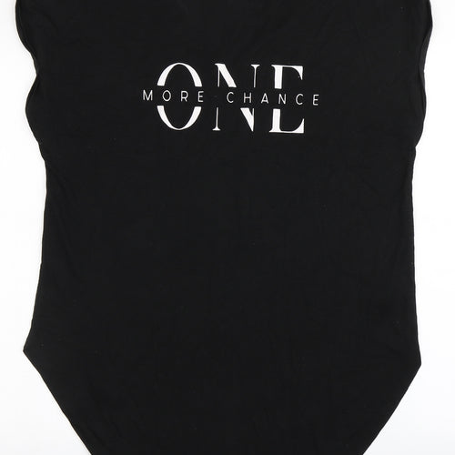 Primark Womens Black  Polyester Basic T-Shirt Size L Round Neck - One More Chance