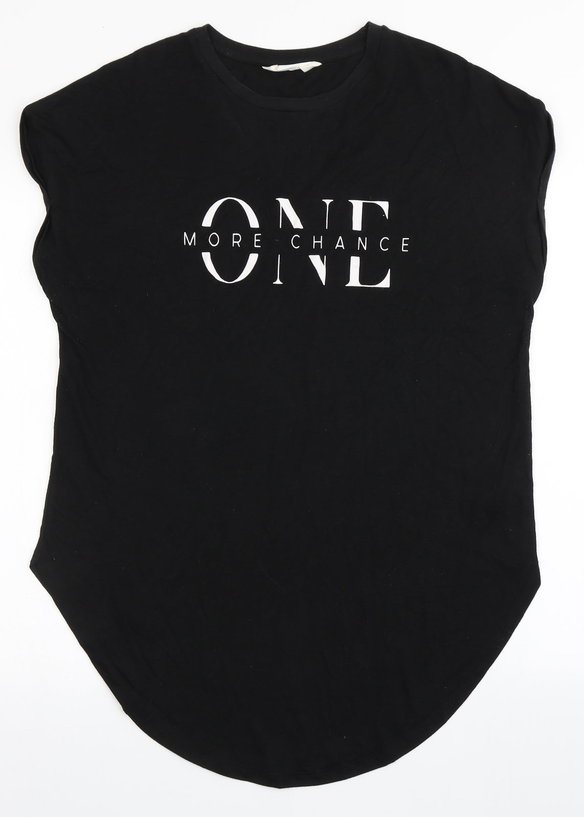 Primark Womens Black  Polyester Basic T-Shirt Size L Round Neck - One More Chance