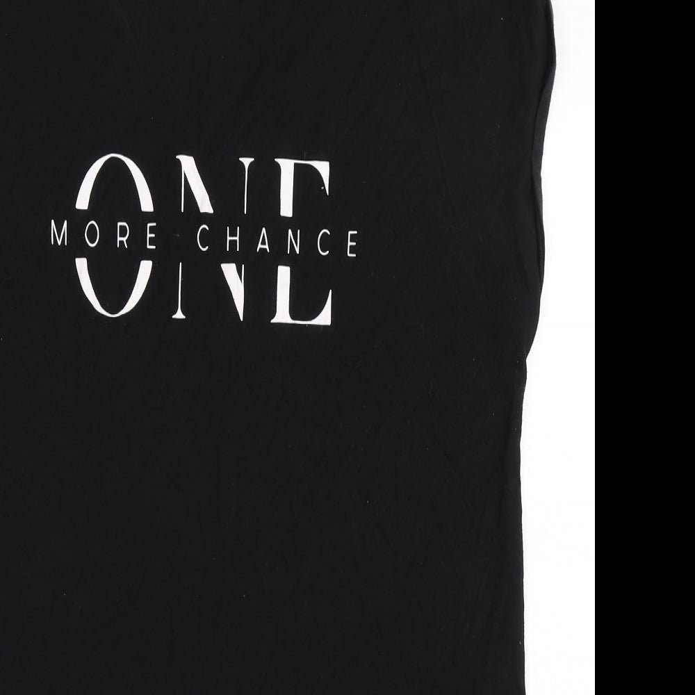 Primark Womens Black  Polyester Basic T-Shirt Size L Round Neck - One More Chance