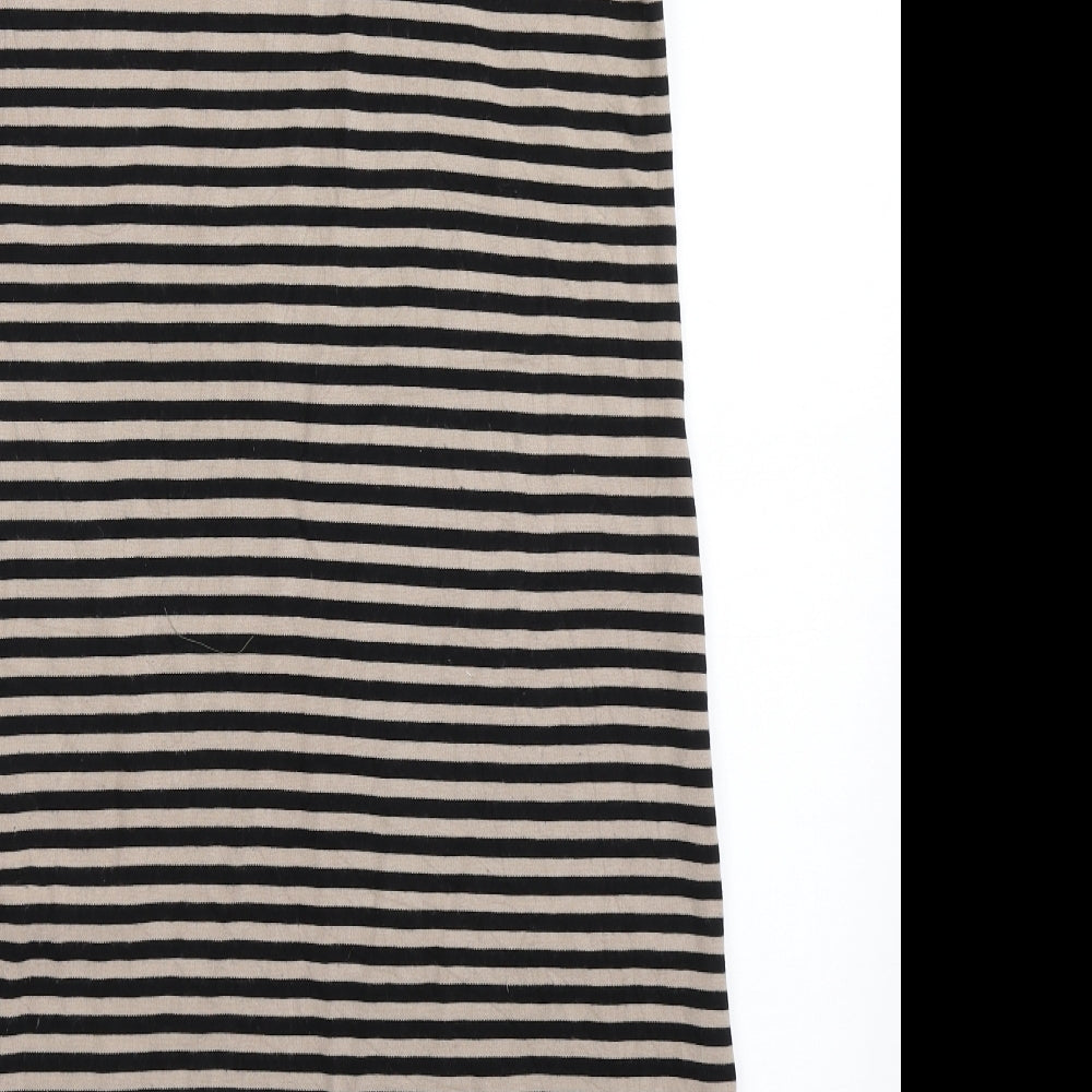 Marks and Spencer Womens Black Striped Viscose A-Line  Size 12  Round Neck Pullover
