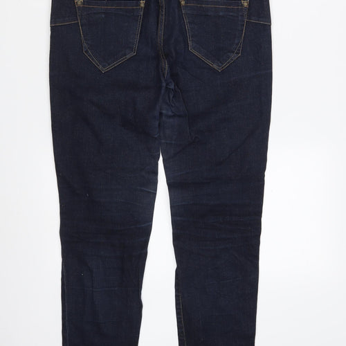 New Look Womens Blue  Cotton Straight Jeans Size 12 L29 in Slim Zip