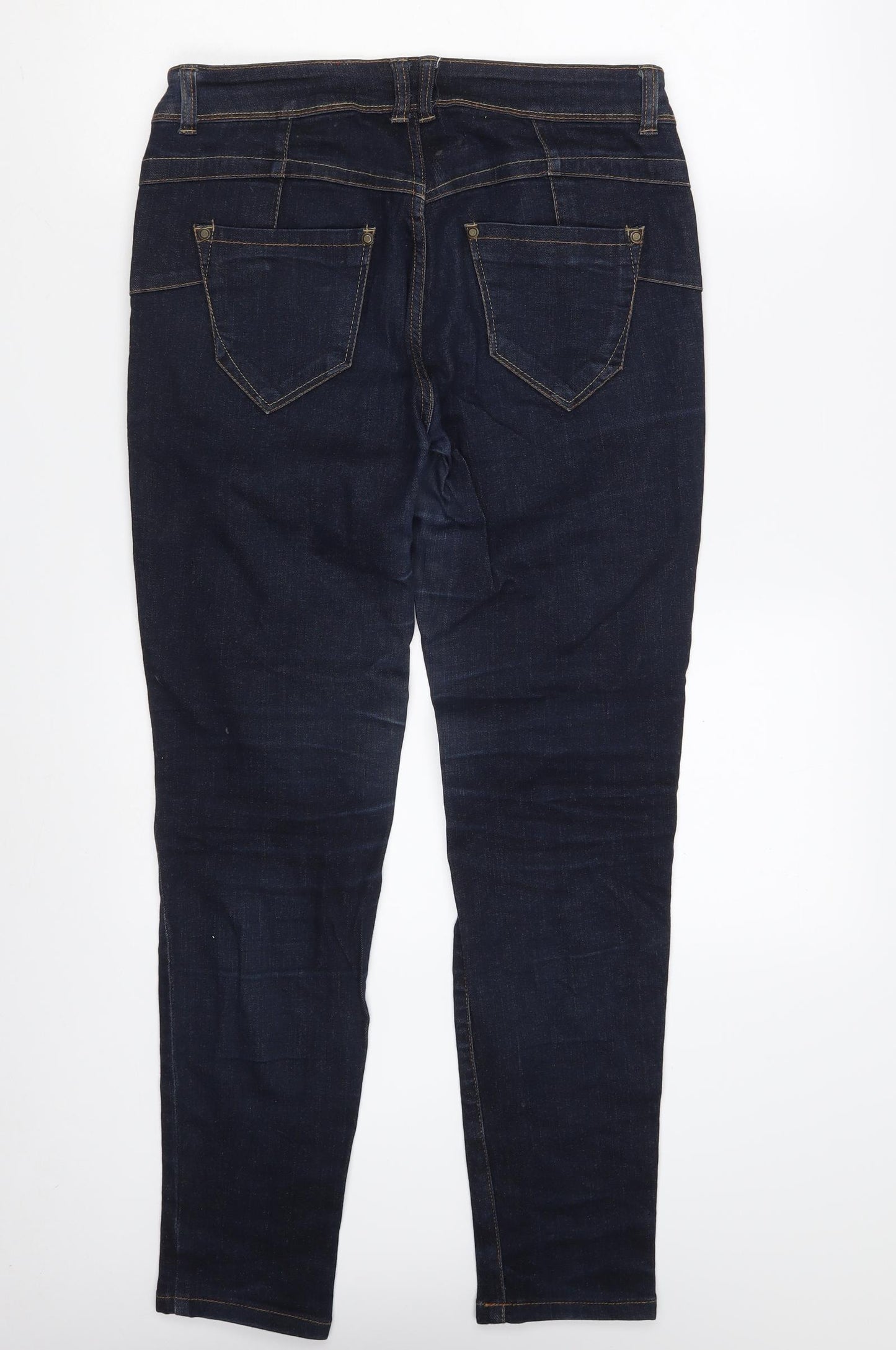 New Look Womens Blue  Cotton Straight Jeans Size 12 L29 in Slim Zip