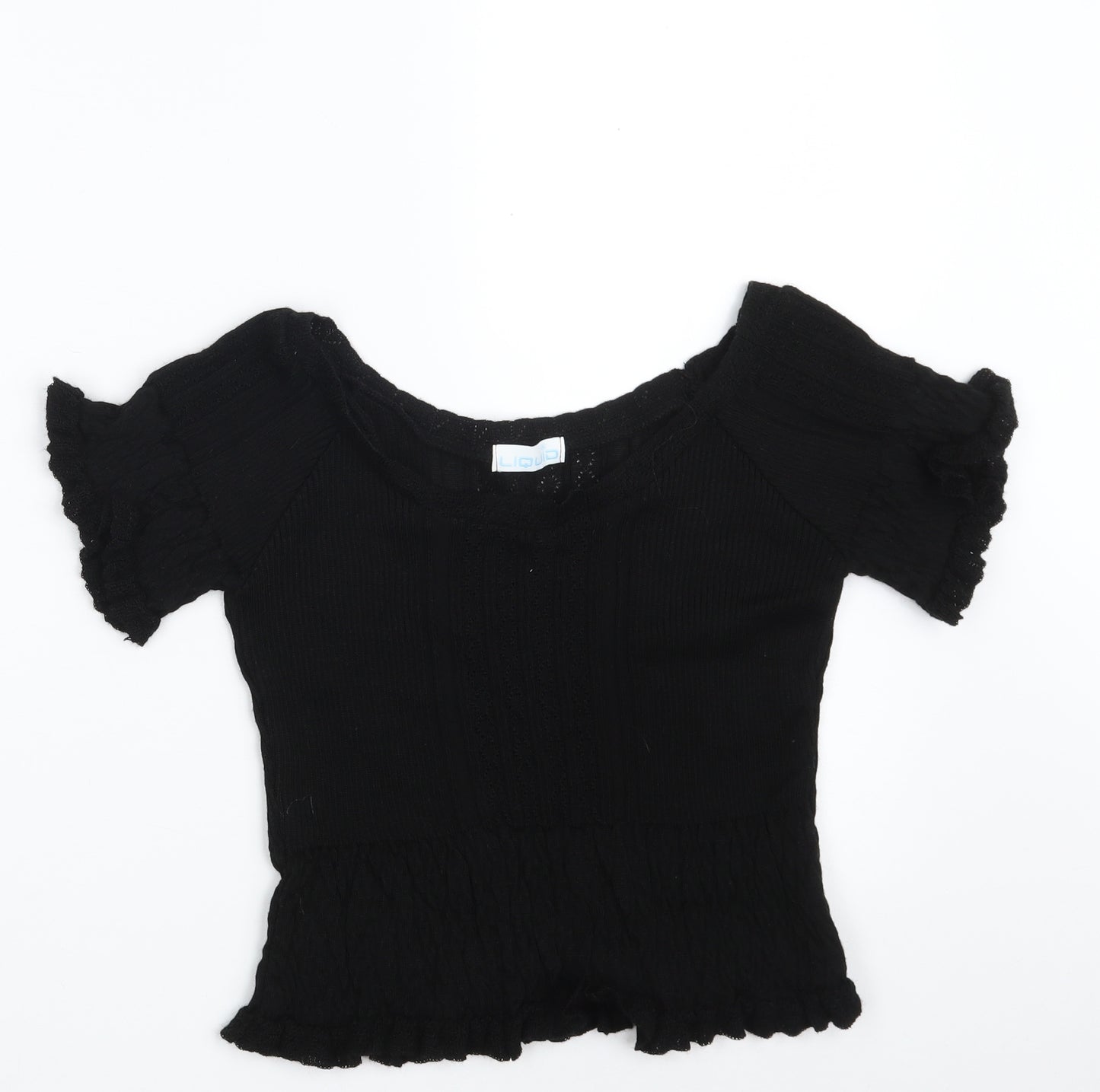 Liquid Womens Black  Acrylic Pullover Sweatshirt Size M