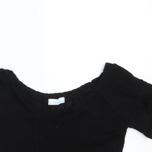 Liquid Womens Black  Acrylic Pullover Sweatshirt Size M