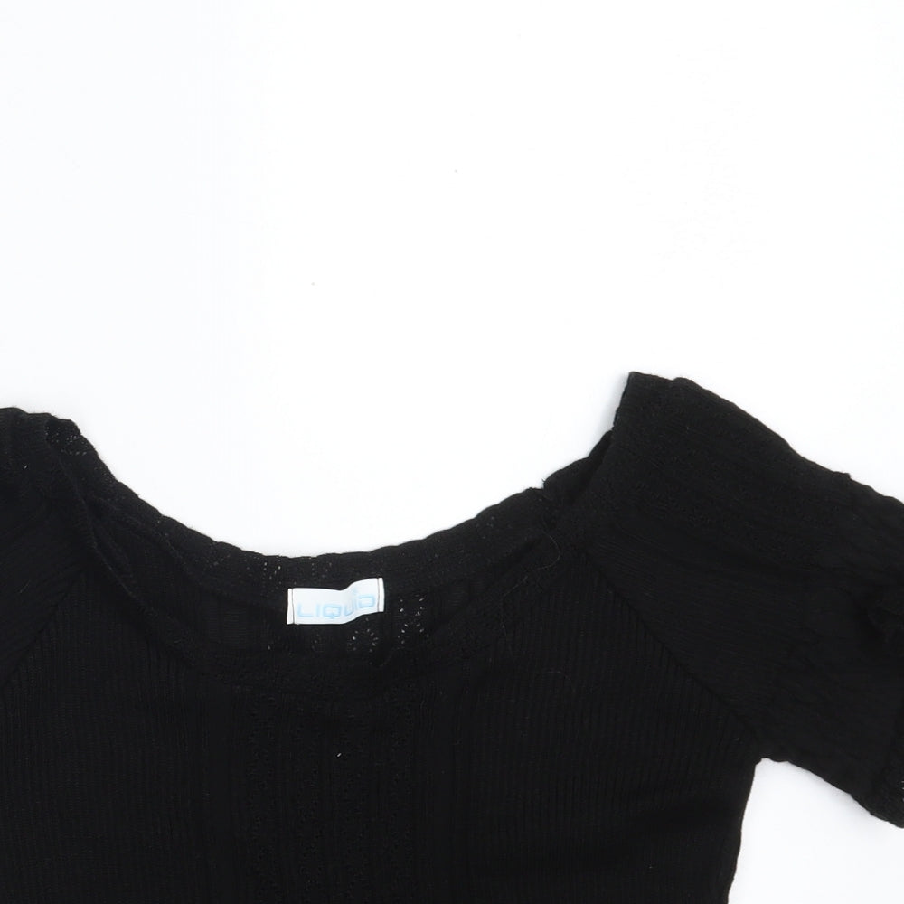 Liquid Womens Black  Acrylic Pullover Sweatshirt Size M