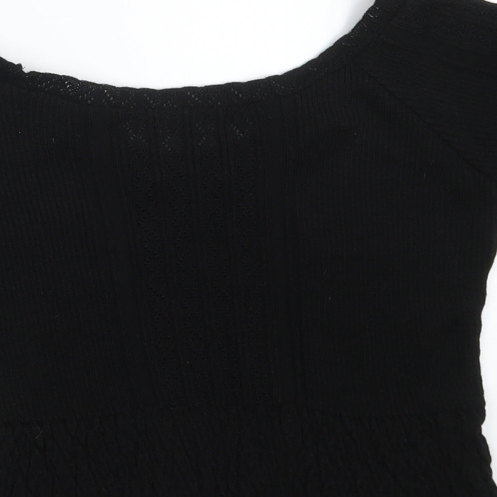 Liquid Womens Black  Acrylic Pullover Sweatshirt Size M