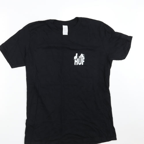 Gildan Mens Black  Cotton  T-Shirt Size M Crew Neck  - HUF